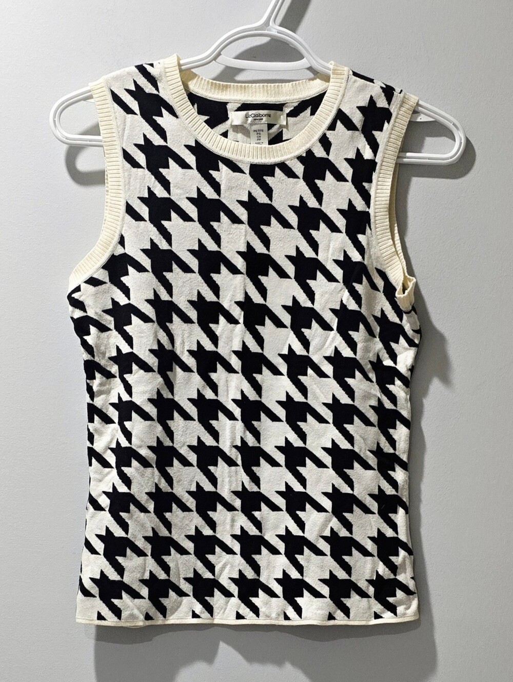 Liz Claiborne Women's Sport Houndstooth Sweater Vest Size S (Petite)